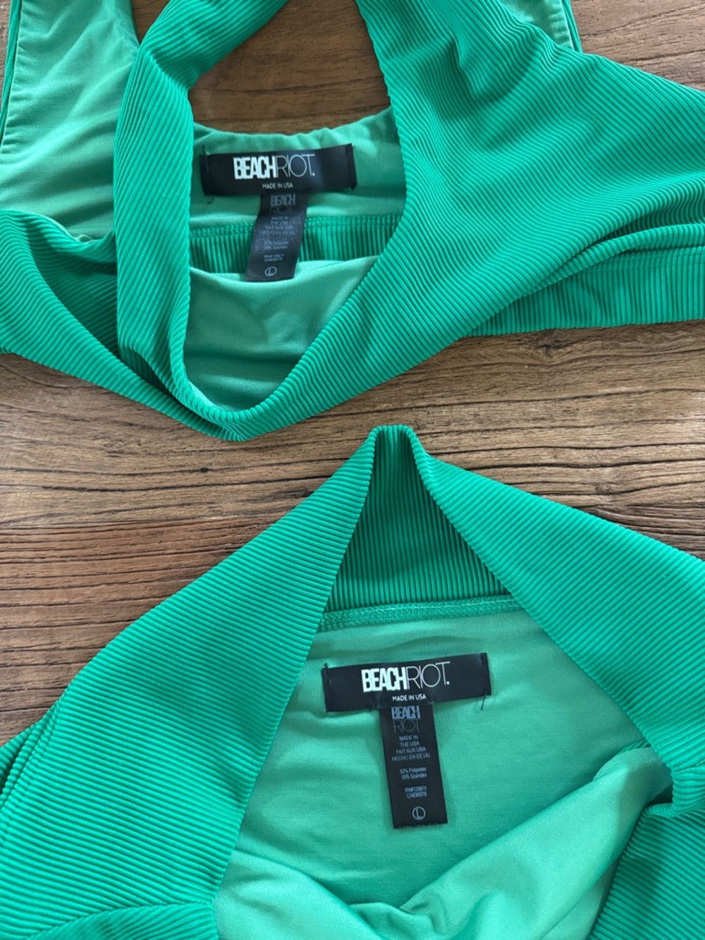 Beach Riot Green Ribbed High-Waist Bikini Set - Picture 2 of 5